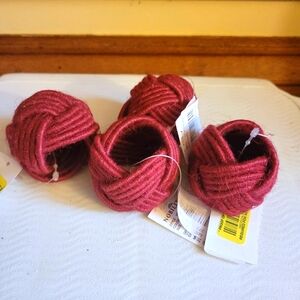 Nwt Nobility cranberry jute braidcord woven napkin rings set x4